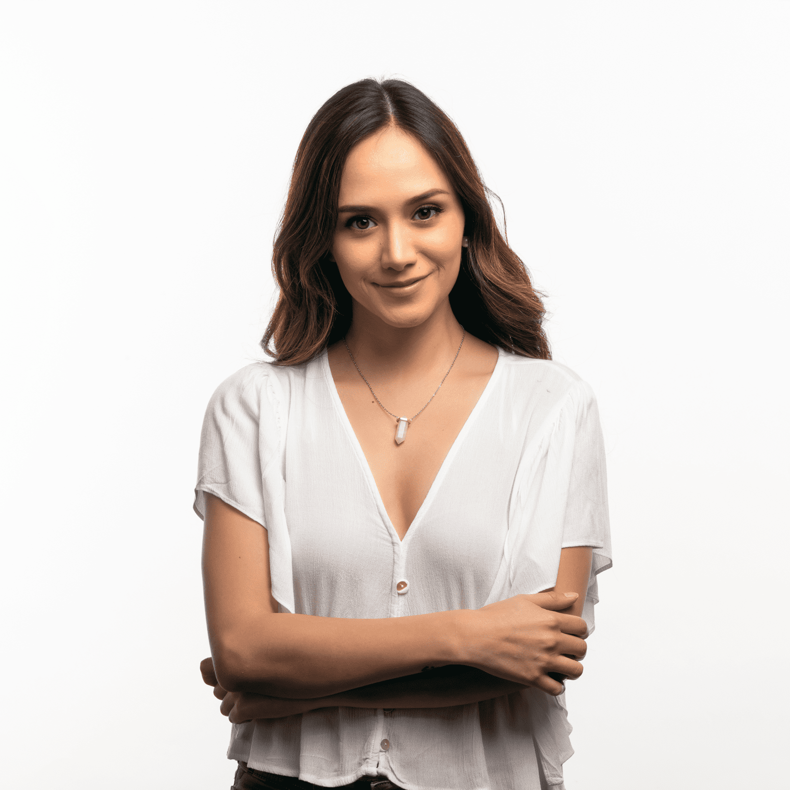 LuckyLy Collar para Mujer de Cuarzo Rosa , Cadena de Acero Inoxidable con Dije de Piedra Natural - Modelo Orly