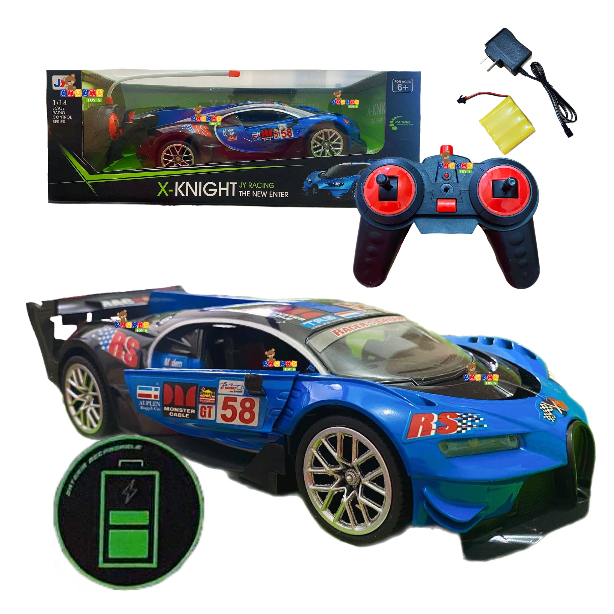 Carro de Carreras Control Remoto con Luz Batería Recargable X-Kinight