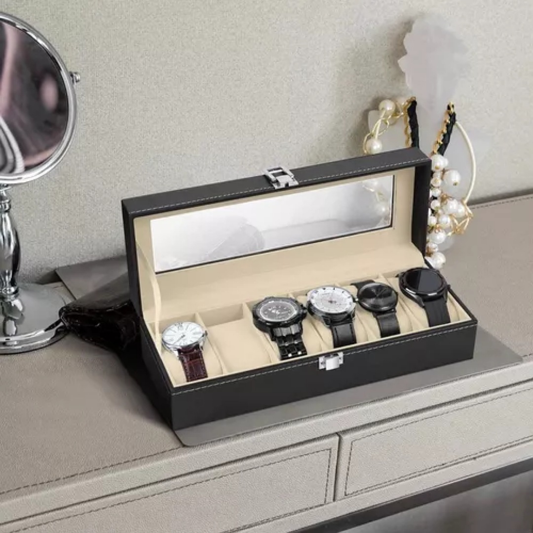Estuche Para Relojes Exhibidor Con Almohadillas 6 Espacios