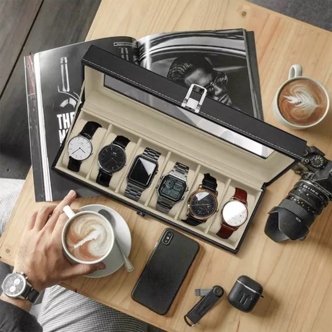 Estuche Para Relojes Exhibidor Con Almohadillas 6 Espacios
