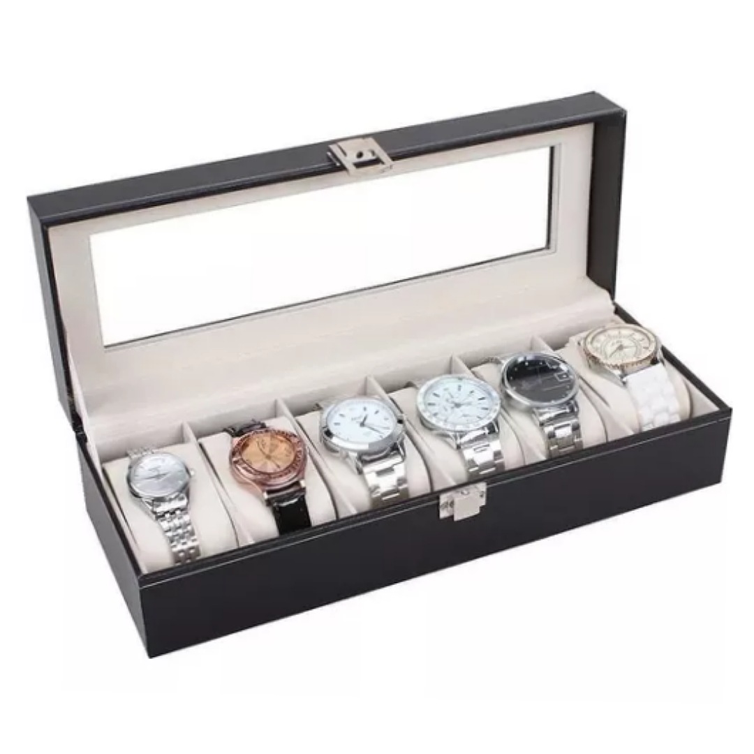 Estuche Para Relojes Exhibidor Con Almohadillas 6 Espacios