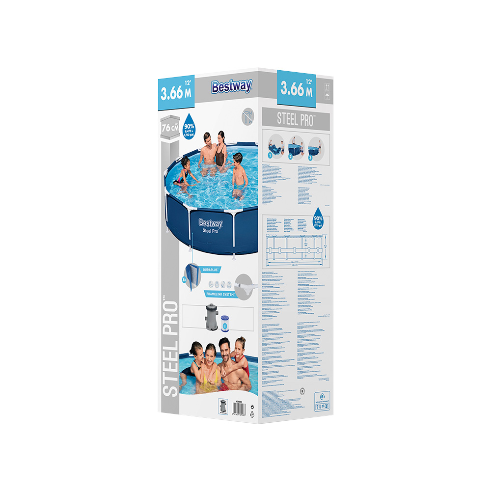 Alberca Estructural Redonda Bestway 366 Cm Con Bomba 6473 L.