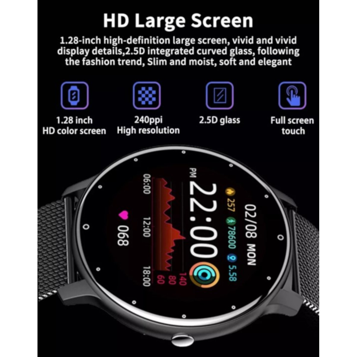 Reloj Inteligente BW0223 Petukita Box pantalla de 1,28 pulgadas Metalico