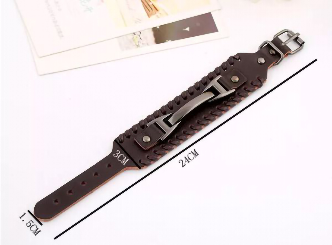 Pulsera de Cuero para Hombre Mujer. Pulseras Retro Punk Rock. Excelente Regalo de Cumpleaños, Navidad, Aniversario, San Valentín, Día del Amor y Amistad - Negro