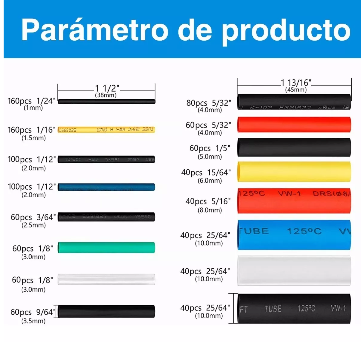 Kit Tubo Termorretráctil Empalme Aislamiento 1160pzs