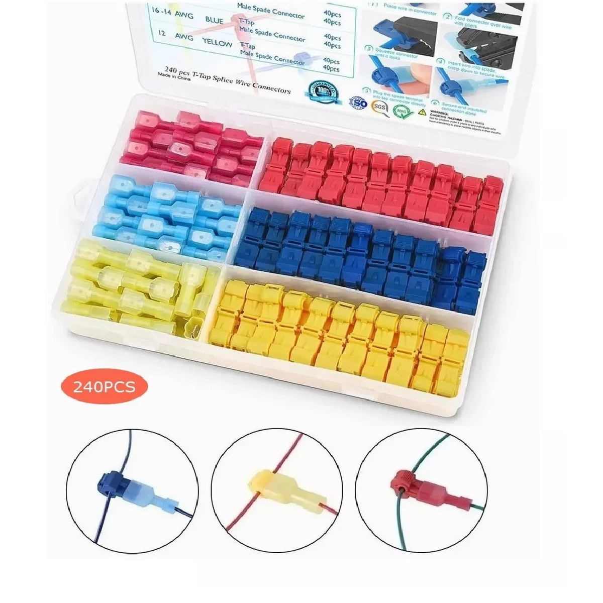 Kit Conectores T-tap Terminales Cables Terminales De Cables De E