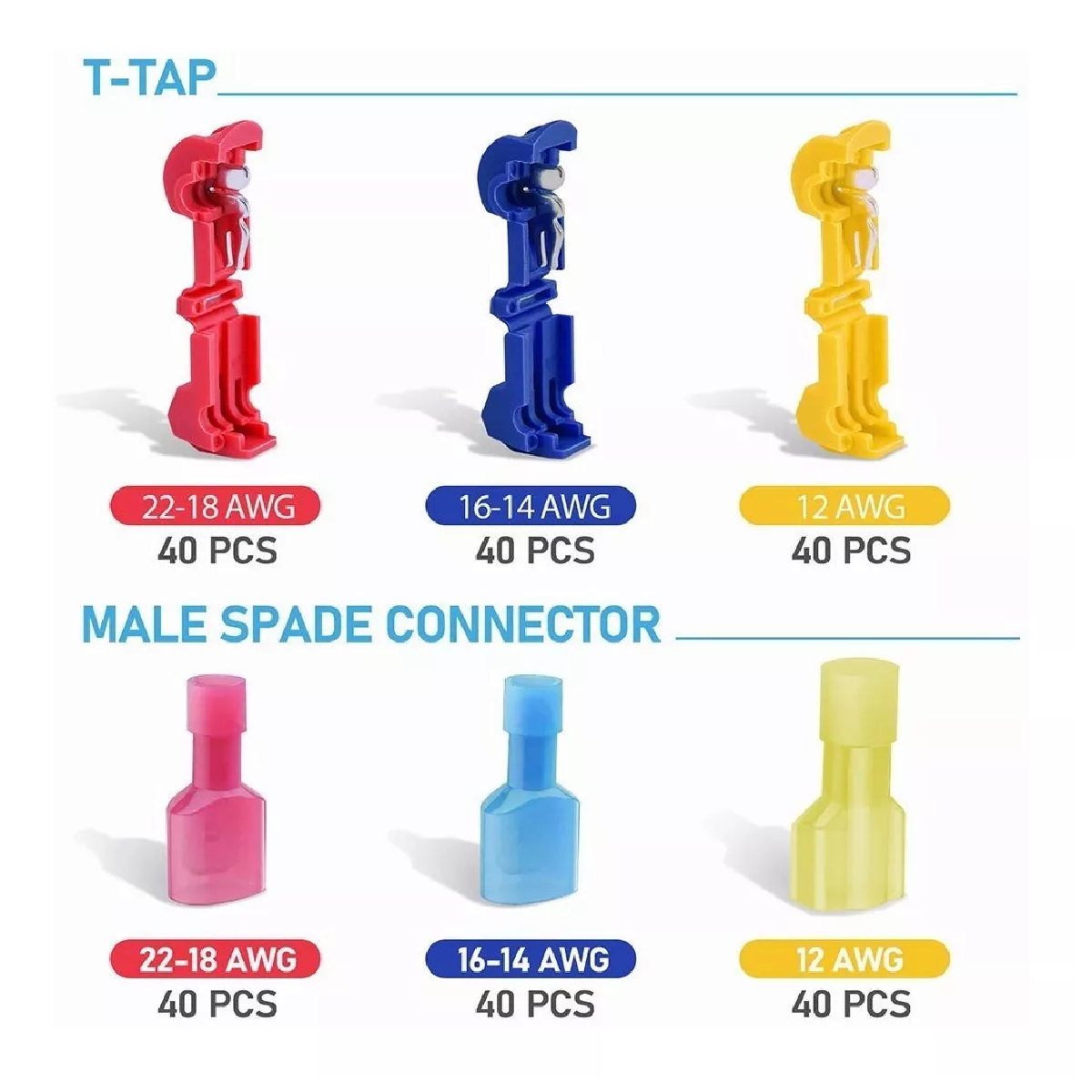 Kit Conectores T-tap Terminales Cables Terminales De Cables De E