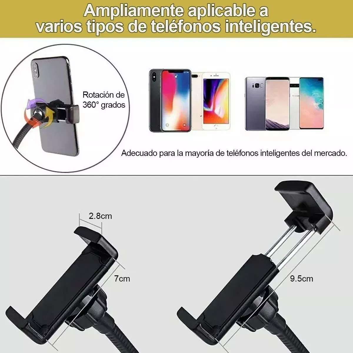 Aro De Luz Led Con Soporte De Pinza Para Celular Flexible