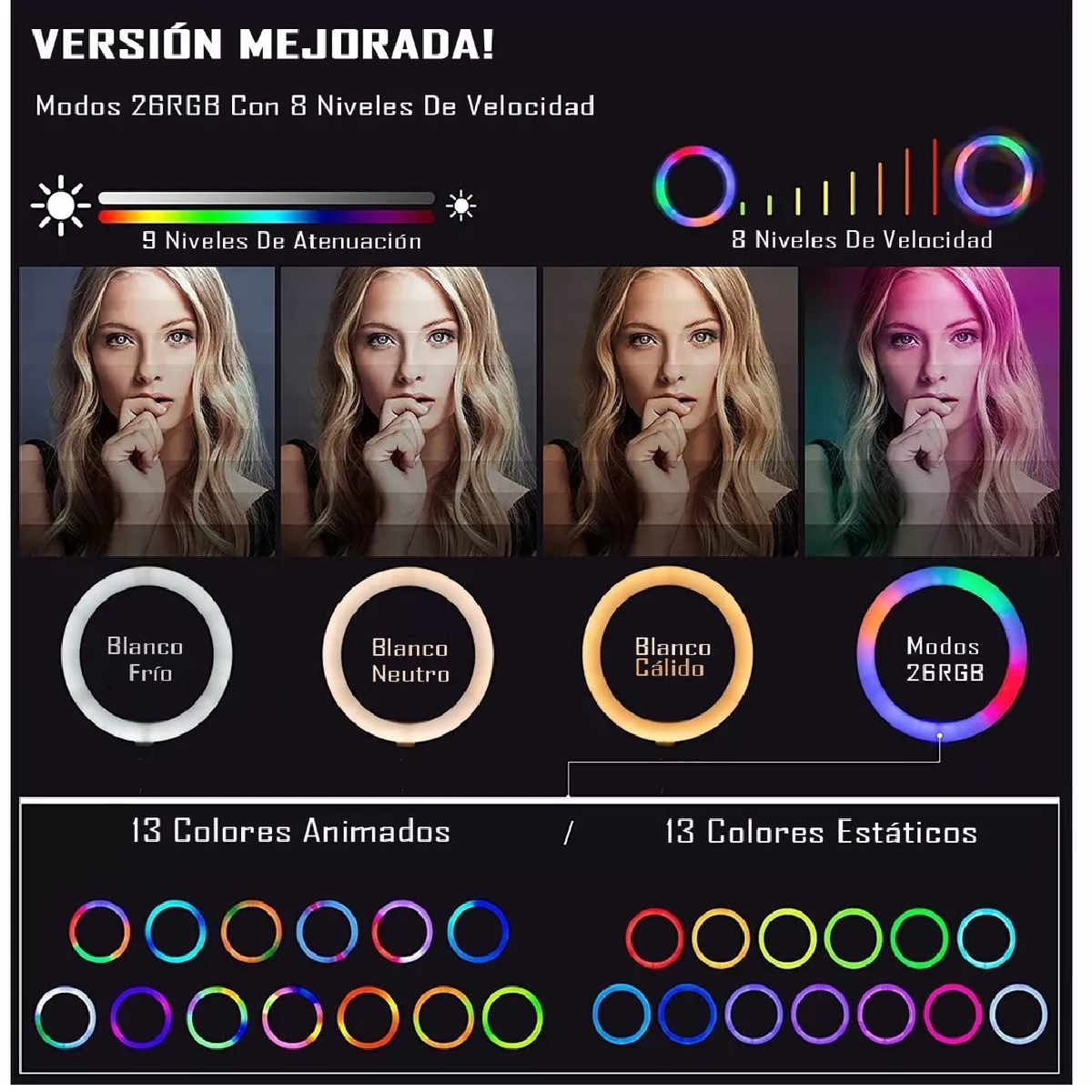 Aro De Luz Profesional Maquillaje Led Iluminacion Fotografia