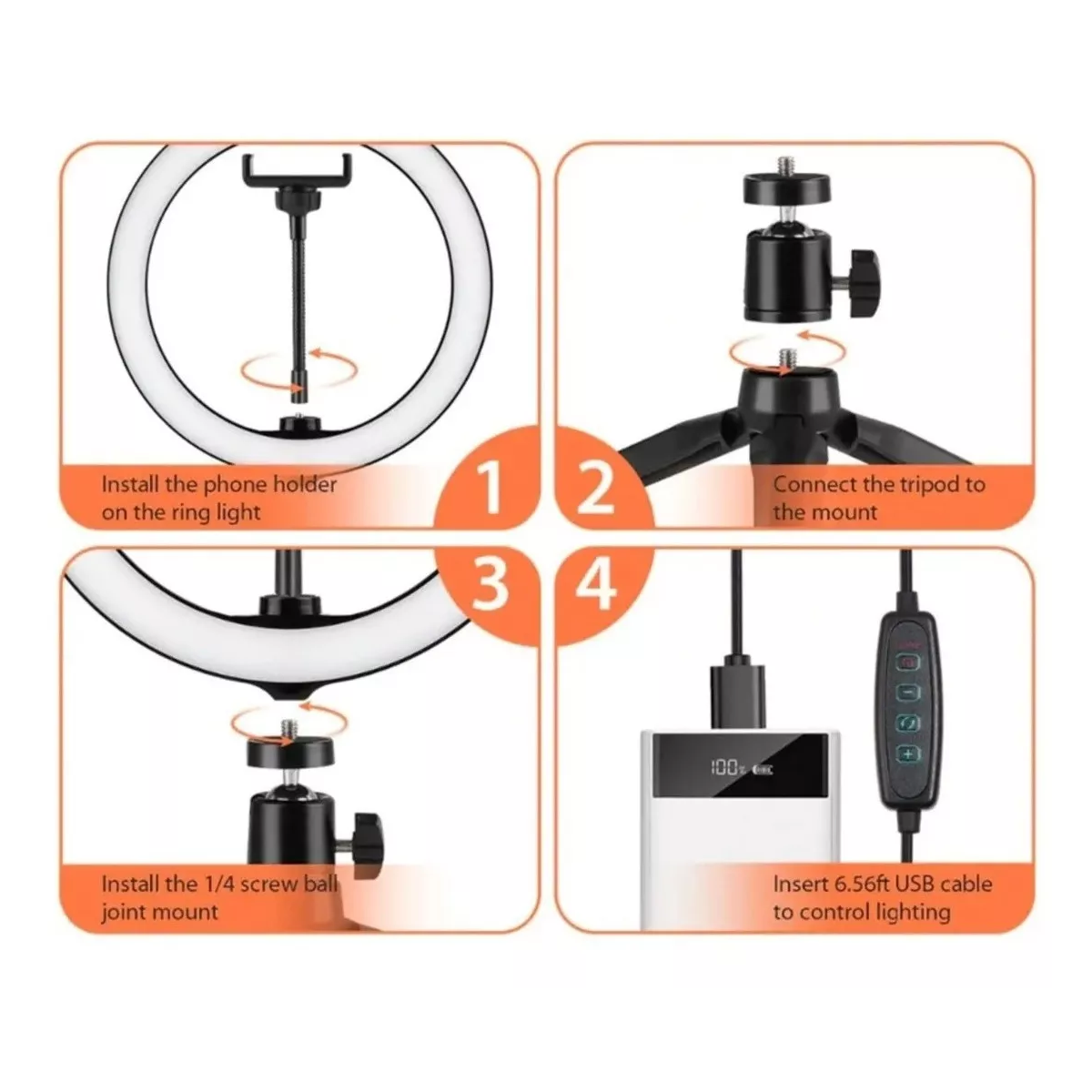 Lampara Aro De Luz Led De 10 Pulgadas Con Tripie Portatil