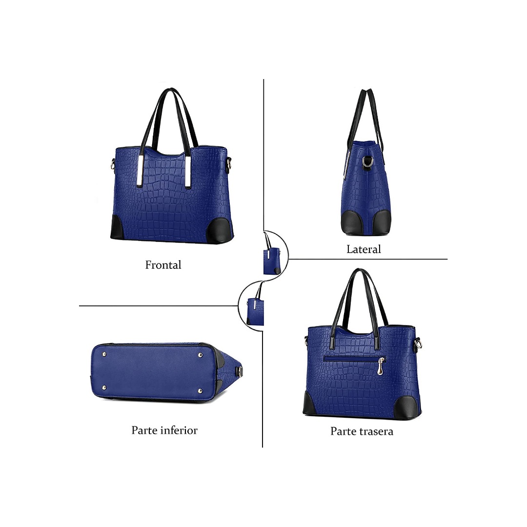 Bolsa Tote para Mujer con Compartimientos,2 Pcs Bolso de Mano de Moda, Bolsa para Mujer Múltiples Maneras de llevar,Gran Capacidad Bolsos de Hombro de Cuero PU, Casual,Elegante,Regalo para Mujer