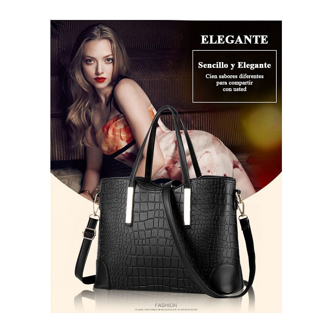 Bolsa Tote para Mujer con Compartimientos,2 Pcs Bolso de Mano de Moda, Bolsa para Mujer Múltiples Maneras de llevar,Gran Capacidad Bolsos de Hombro de Cuero PU, Casual,Elegante,Regalo para Mujer