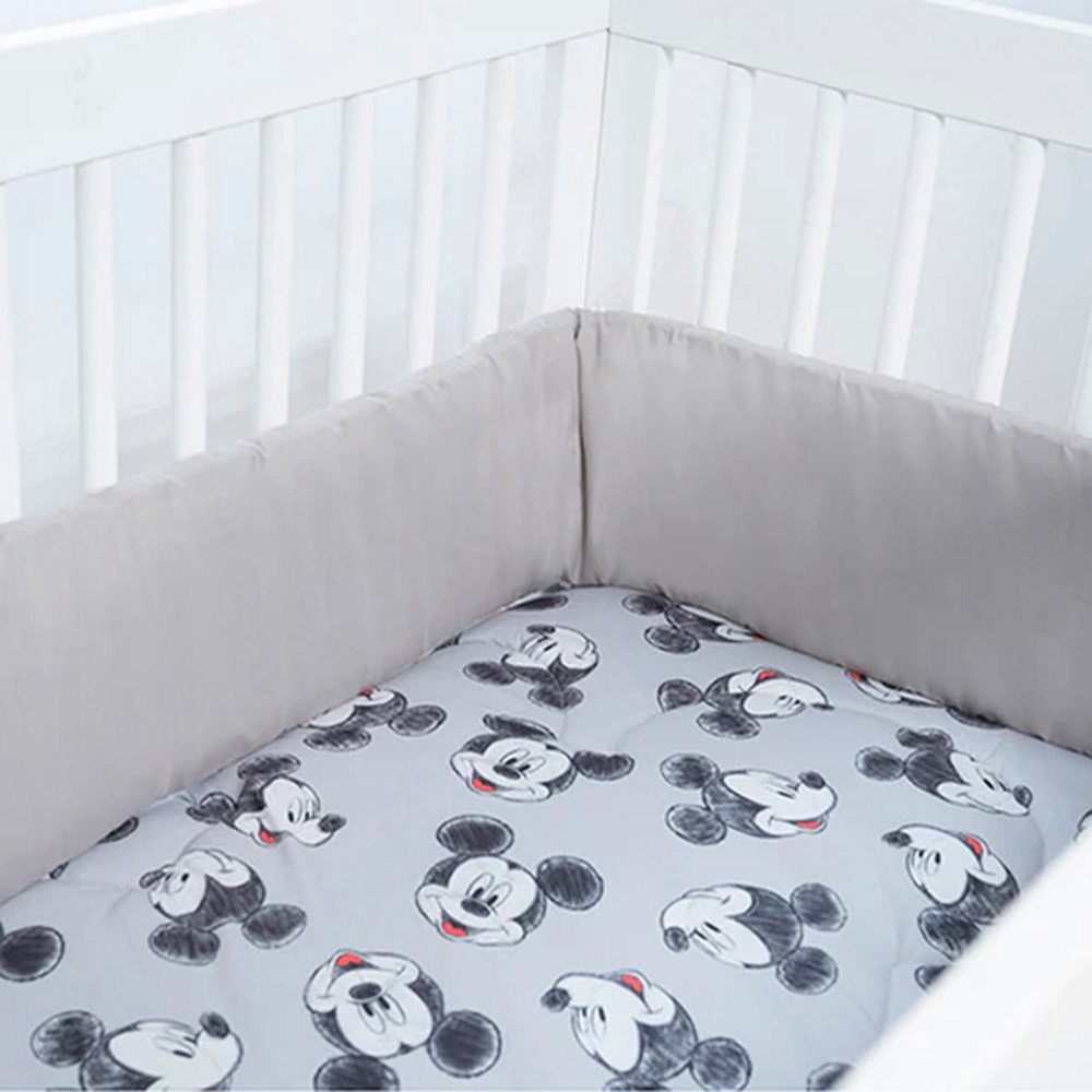 Protector Para Cuna Bumper Acolchonado Gris Chiquimundo