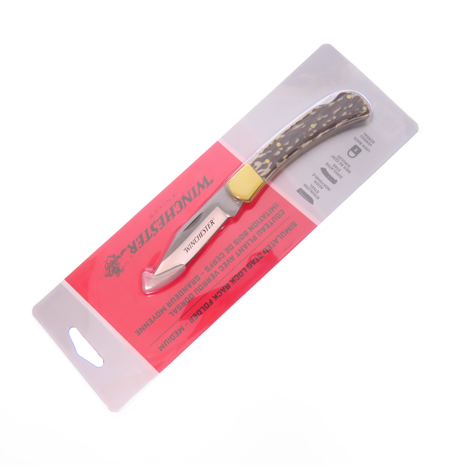 Wn6220080w Winchester Navaja Lockback Imitacion Asta.