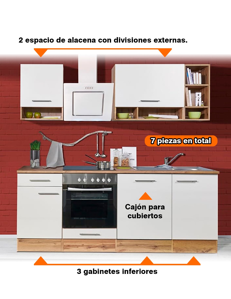 Set De Muebles Modulares Para Cocina Hilde Blanco 2.20 metros