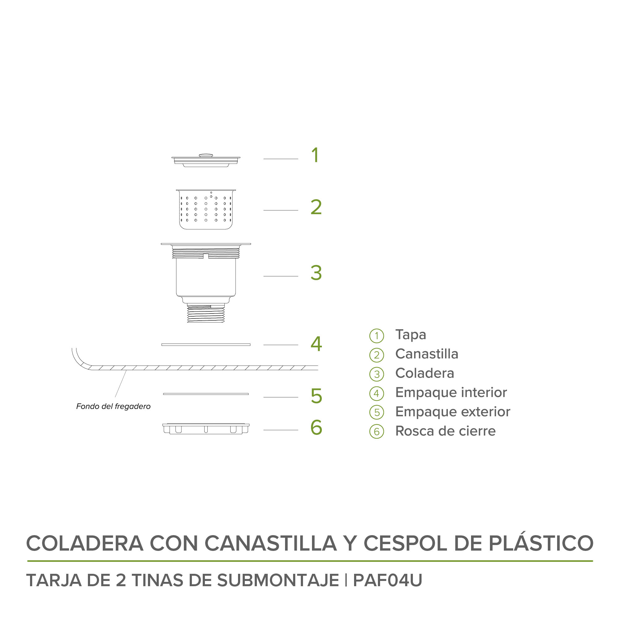 Combo Fregadero Tarja Acero Inox 2 Tinas Submontaje  Avera PAF04U