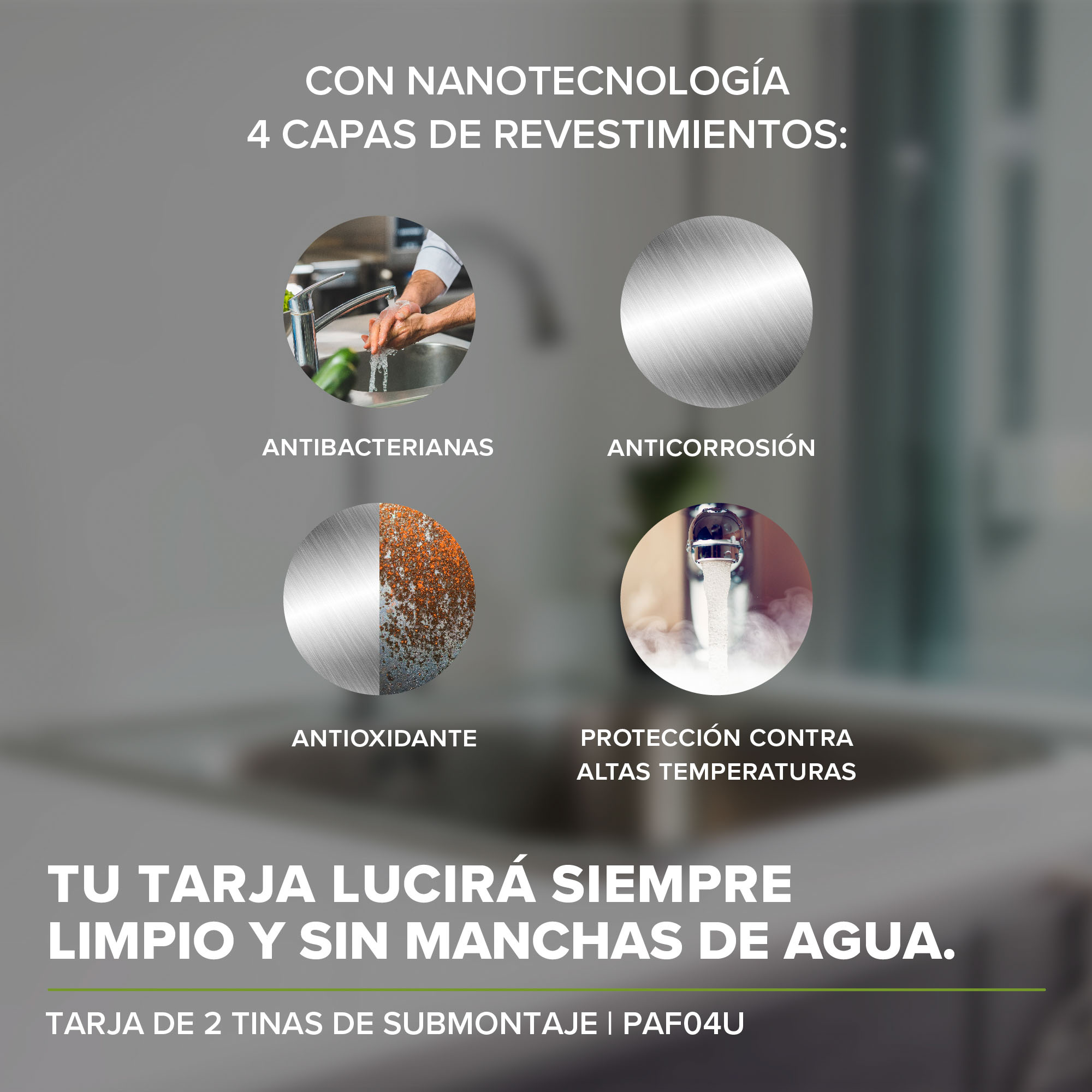 Combo Fregadero Tarja Acero Inox 2 Tinas Submontaje  Avera PAF04U