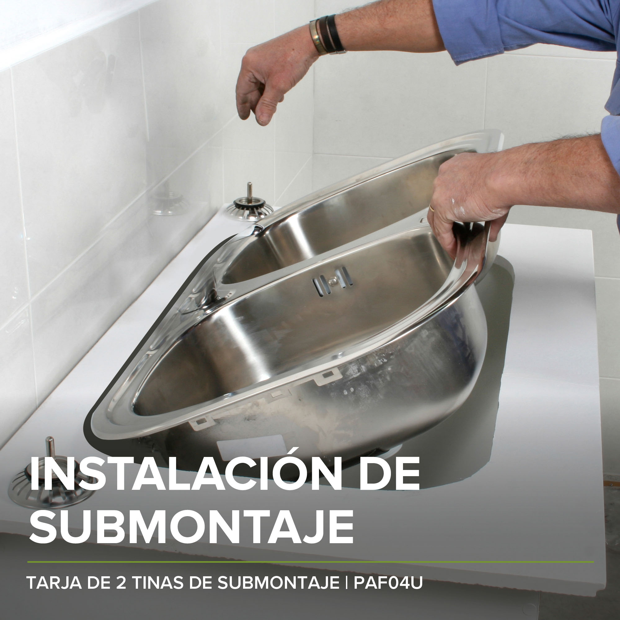 Combo Fregadero Tarja Acero Inox 2 Tinas Submontaje  Avera PAF04U