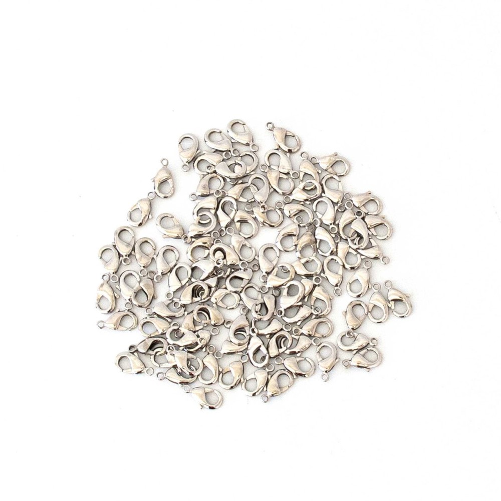 Broche Cangrejo 100pzas 12mm Latón Plateado Selanusa