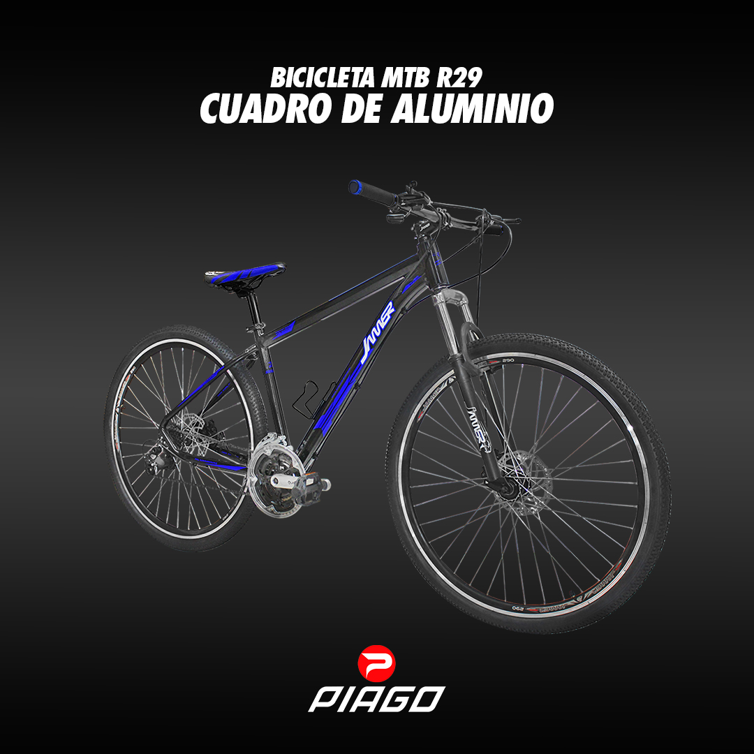 Bicicleta R29 Mtb Azul Suspensión 21 Vel Freno De Disco Mecánico