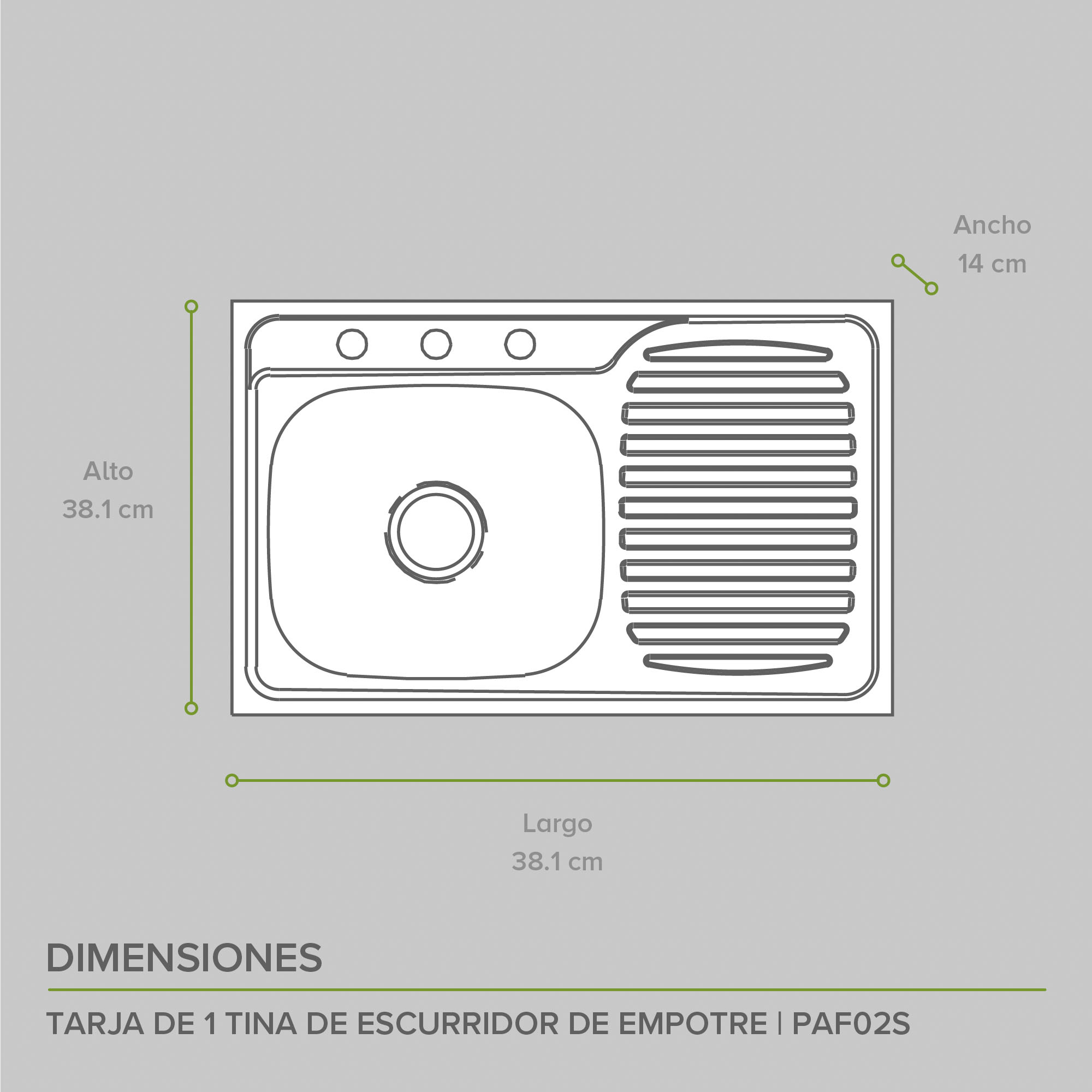 Combo Fregadero Tarja Acero Inoxidable Escurridor Empotre PAF02S