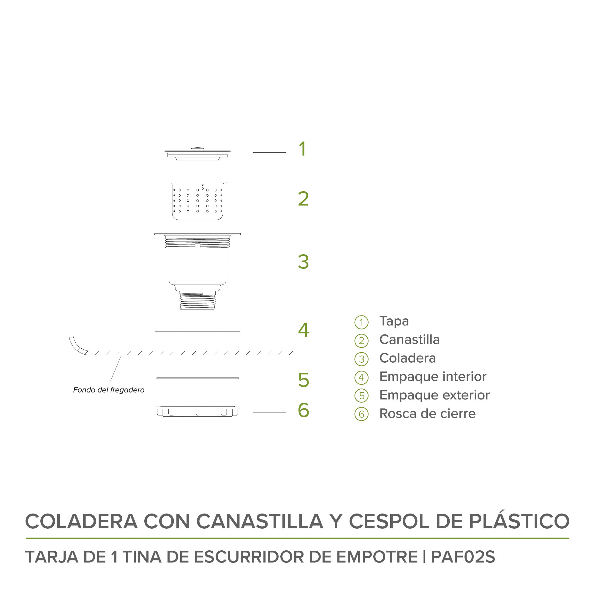 Combo Fregadero Tarja Acero Inoxidable Escurridor Empotre PAF02S