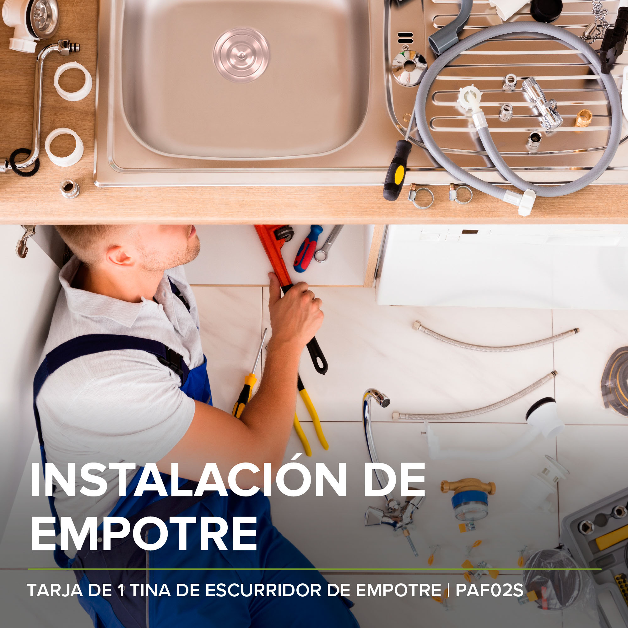 Combo Fregadero Tarja Acero Inoxidable Escurridor Empotre PAF02S