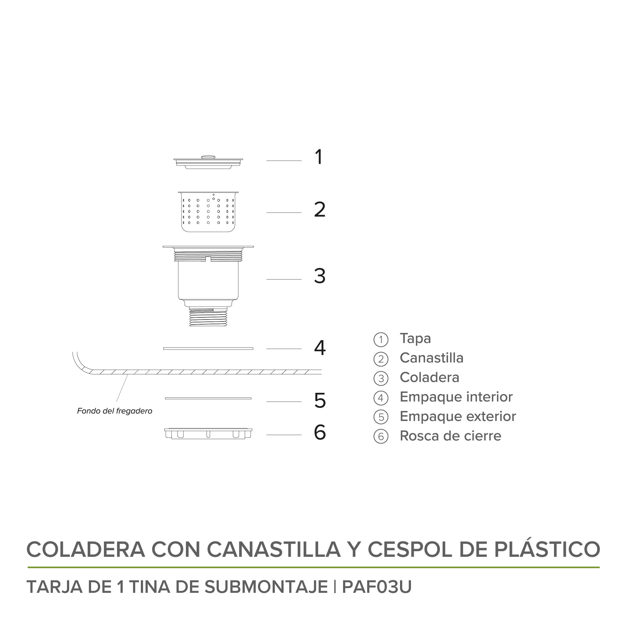 Combo Fregadero Tarja Acero Inoxidable  Con Submontaje PAF03U 