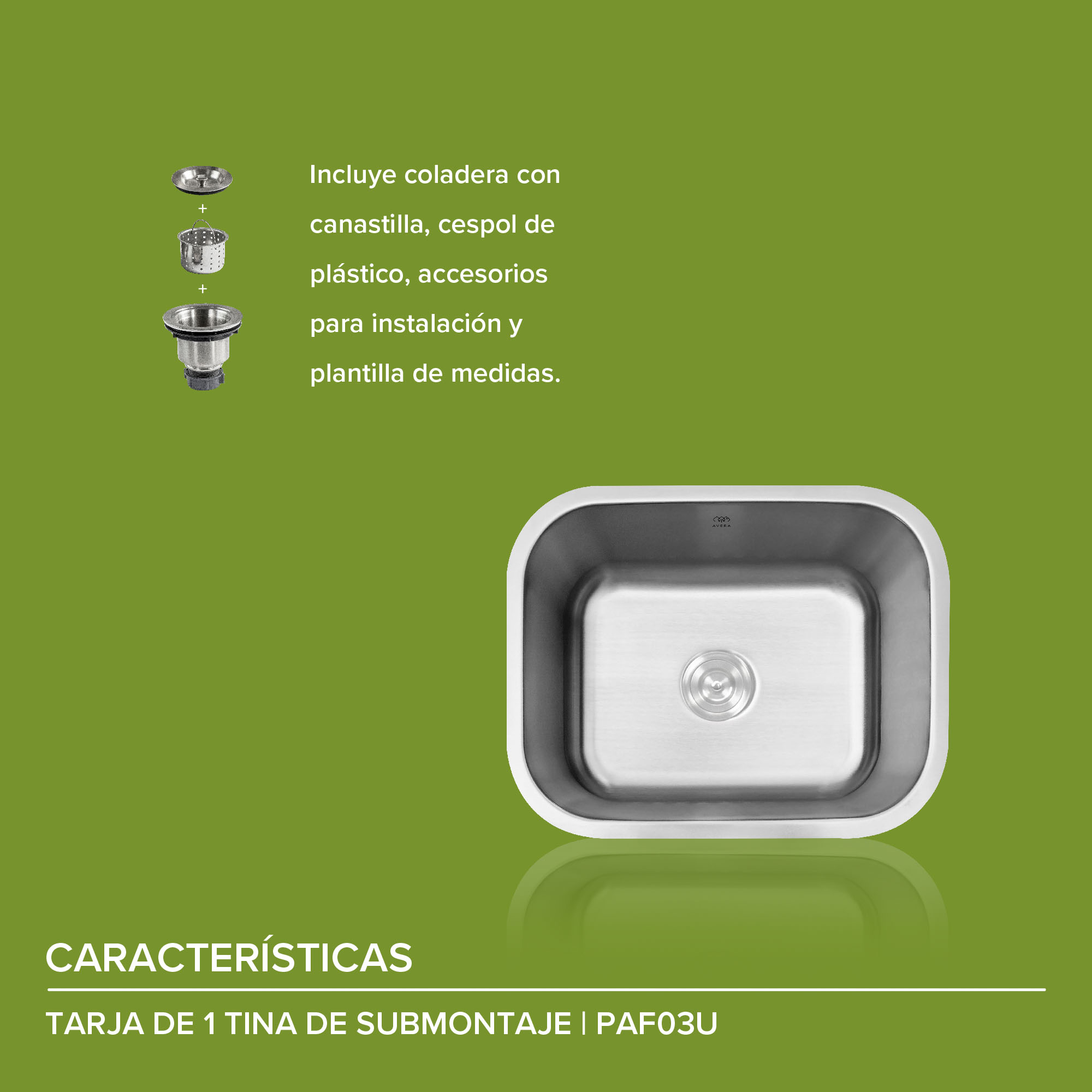 Combo Fregadero Tarja Acero Inoxidable  Con Submontaje PAF03U 