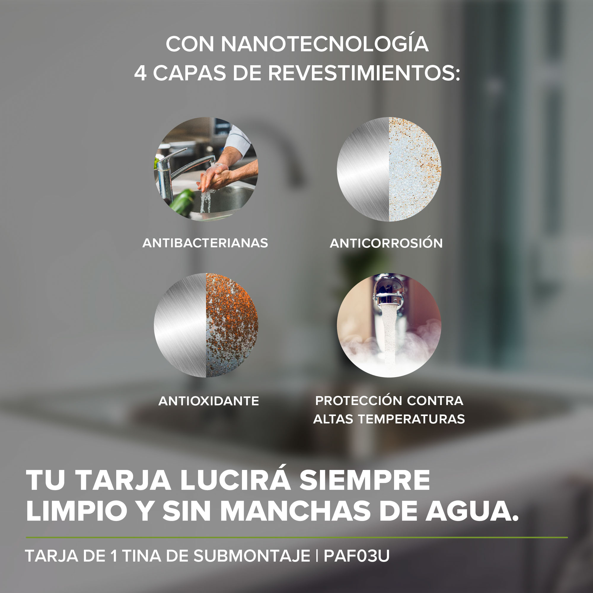 Combo Fregadero Tarja Acero Inoxidable  Con Submontaje PAF03U 