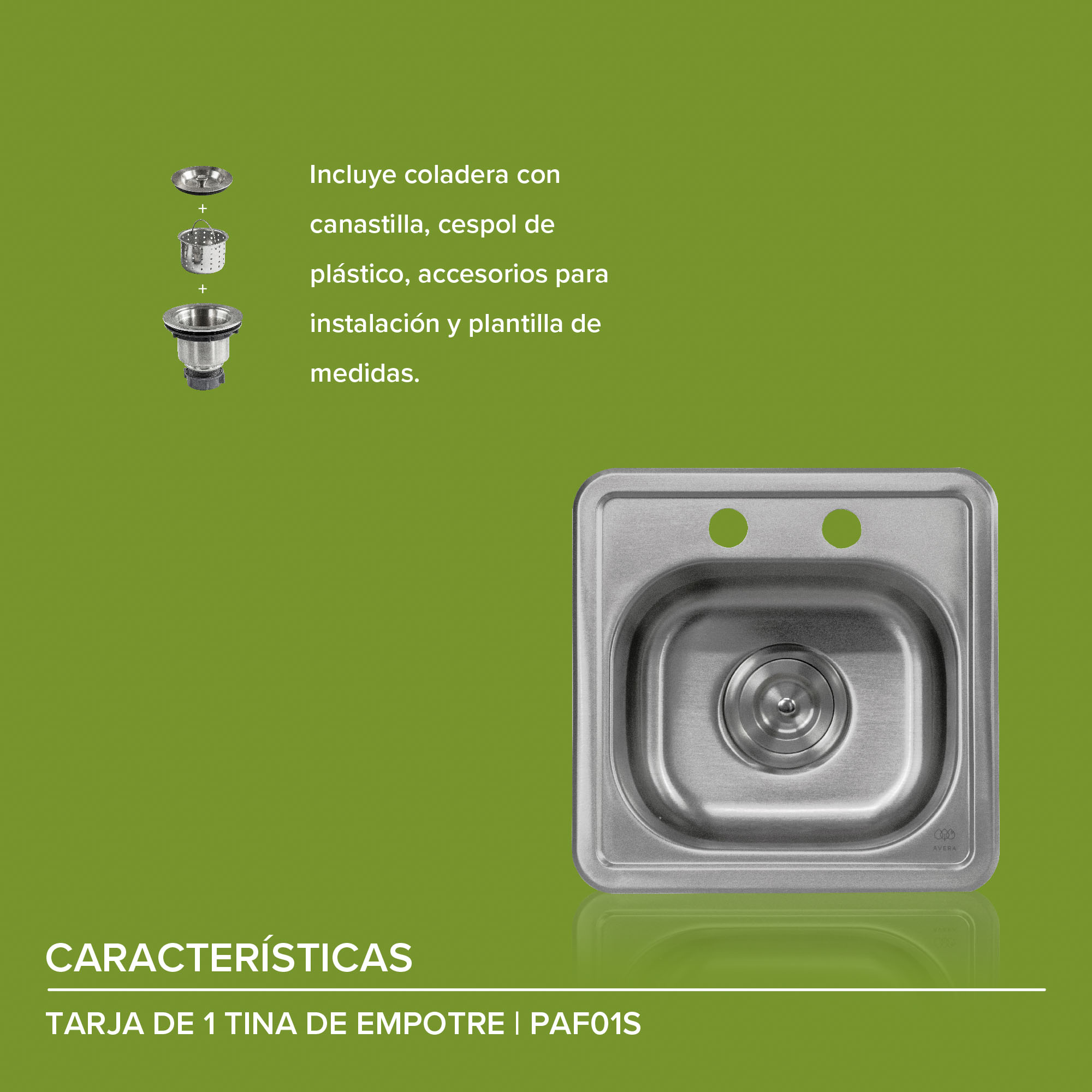 Tarja Fregadero Acero Inoxidable De Empotre PAF01S