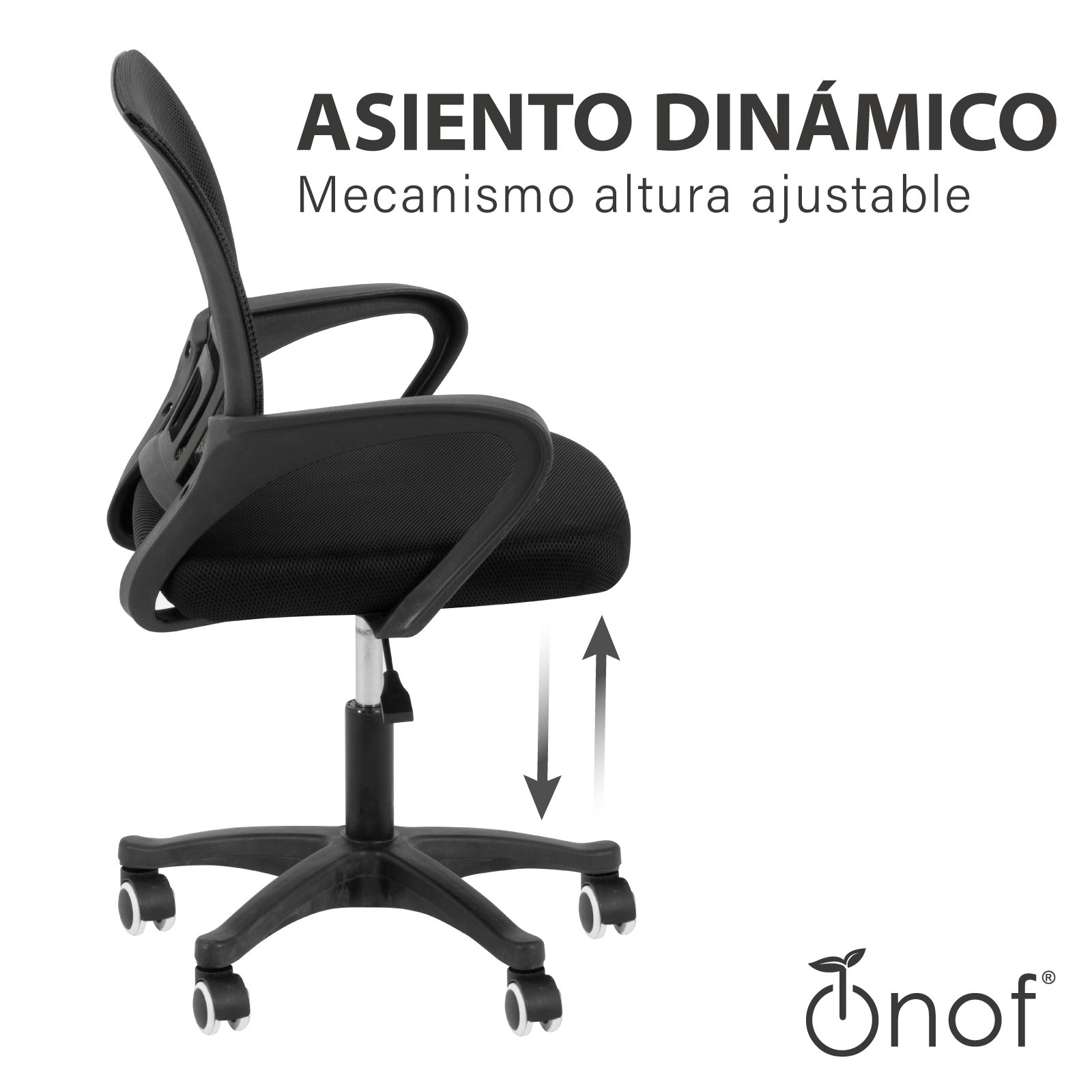 Silla de Oficina Ergonomica con Tela Transpirable y Soporte Lumbar, Silla de Escritorio con Ruedas + Altura Ajustable