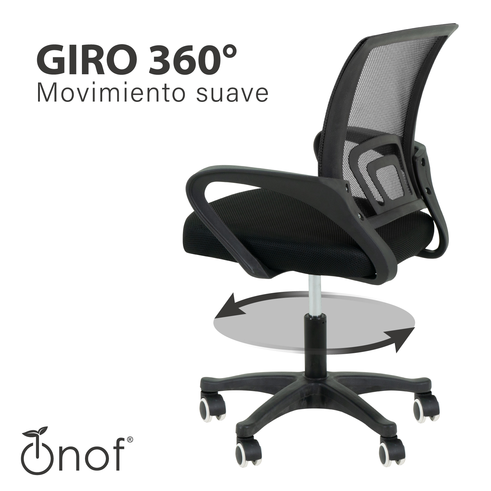 Silla de Oficina Ergonomica con Tela Transpirable y Soporte Lumbar, Silla de Escritorio con Ruedas + Altura Ajustable
