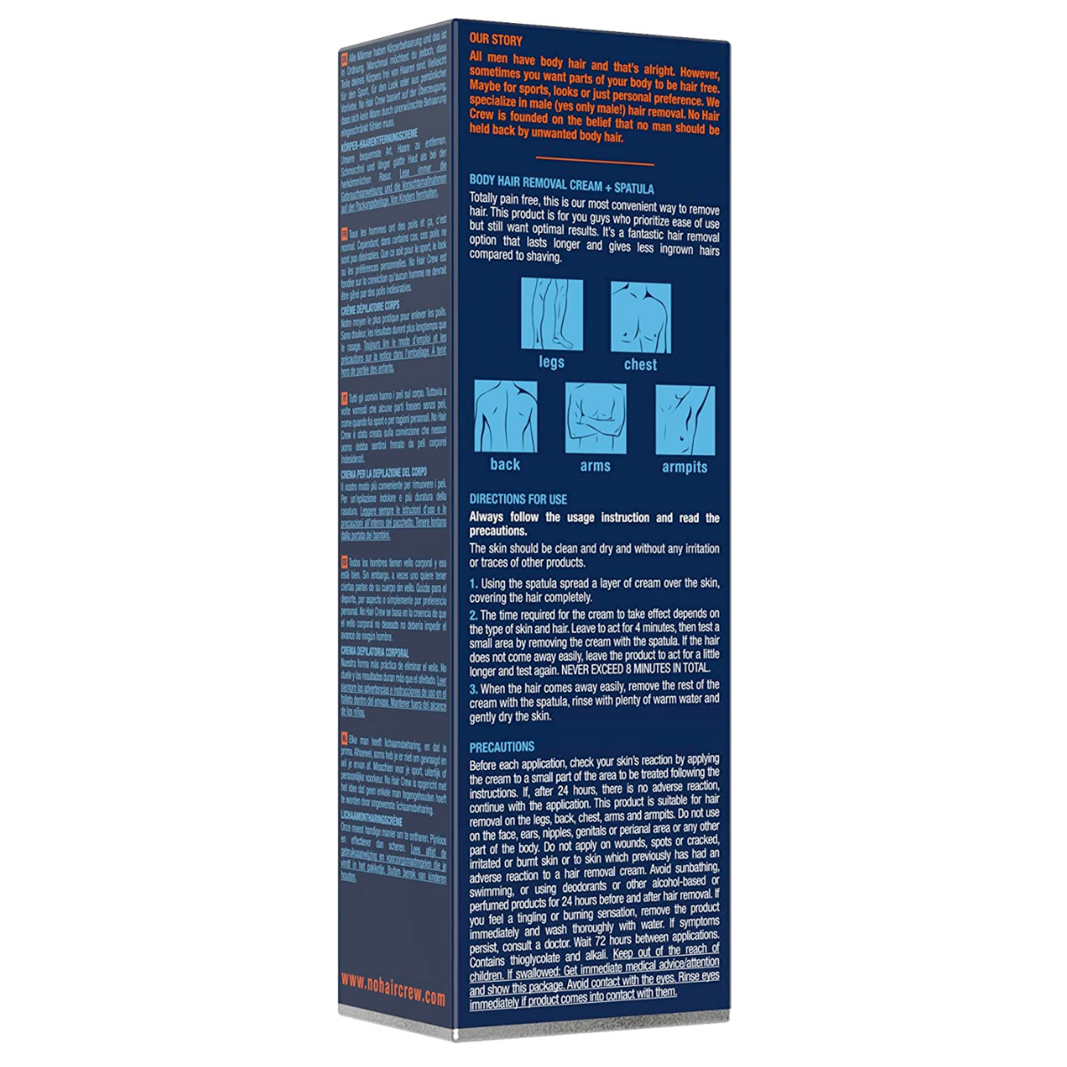 NO HAIR CREW Body Crema Depilatoria corporal para hombre 200ml