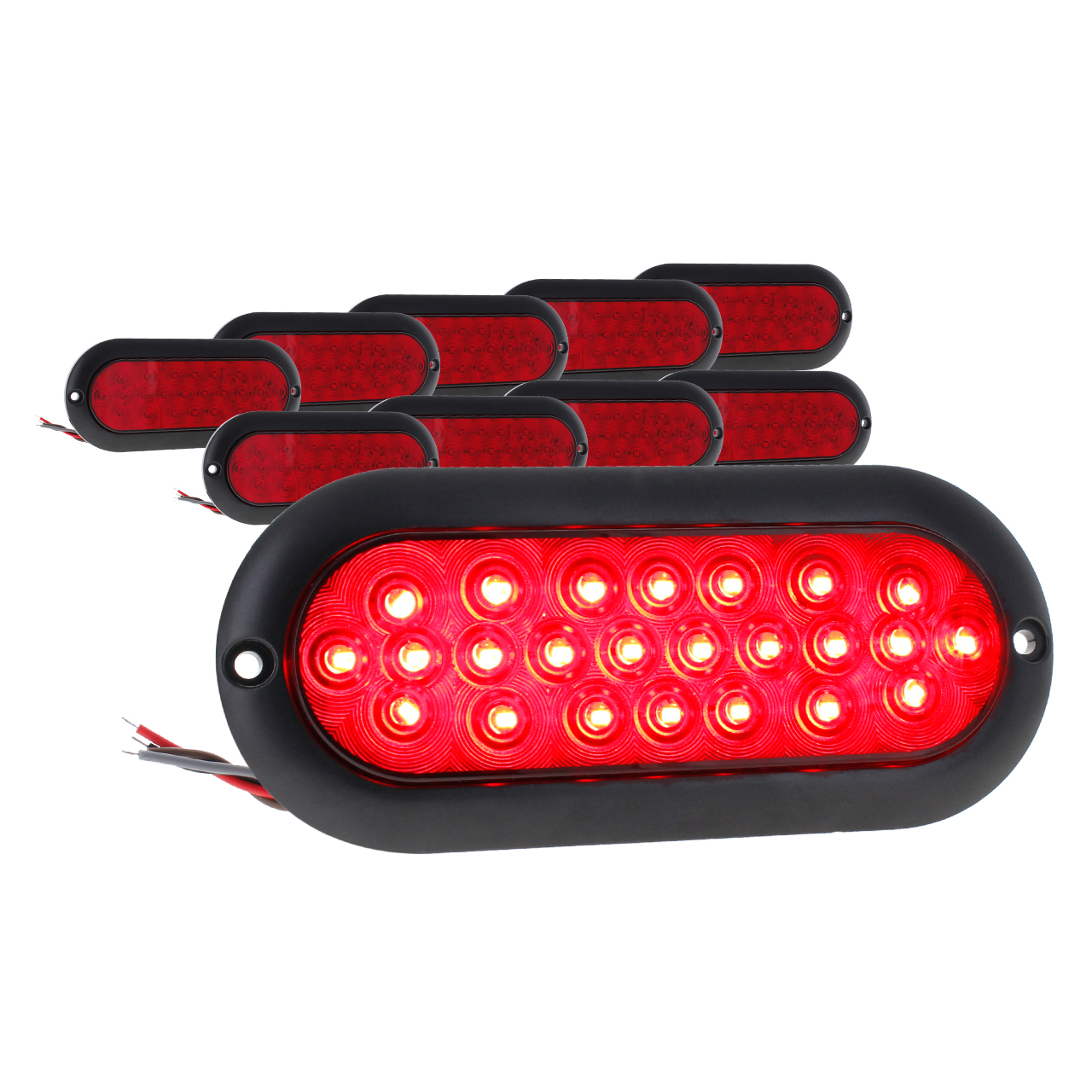 10 Plafon Ovalado 24 Led Bisel Negro Alta Baja Estrobo