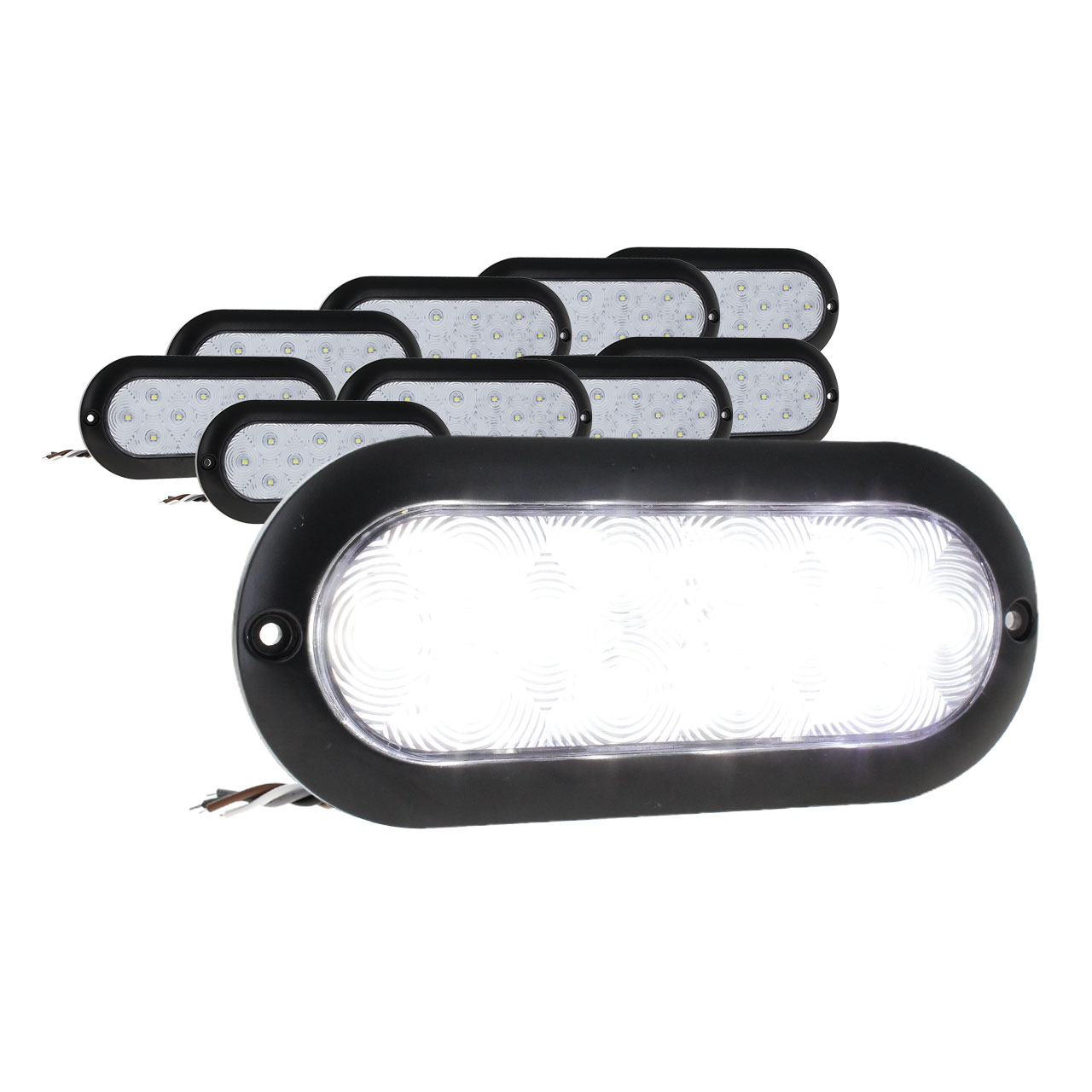 10 Plafon Ovalado 24 Led Bisel Negro Alta Baja Estrobo