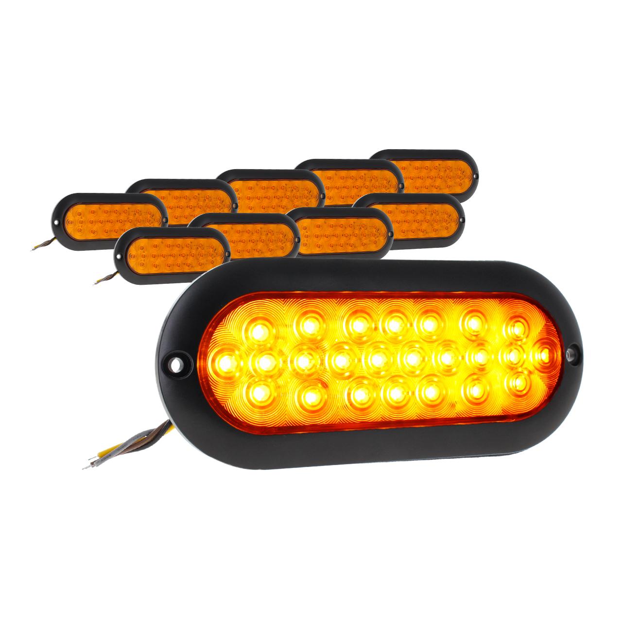 10 Plafon Ovalado 24 Led Bisel Negro Alta Baja Estrobo