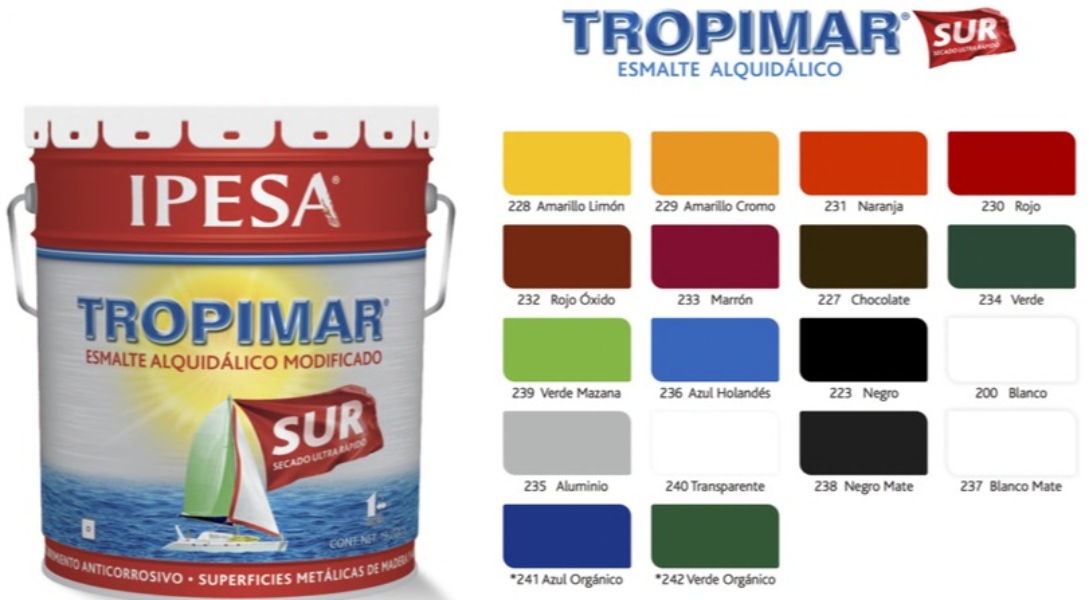 Pintura Ipesa Tropimar sur lata de 4 Litros varios colores secado ultra rápido