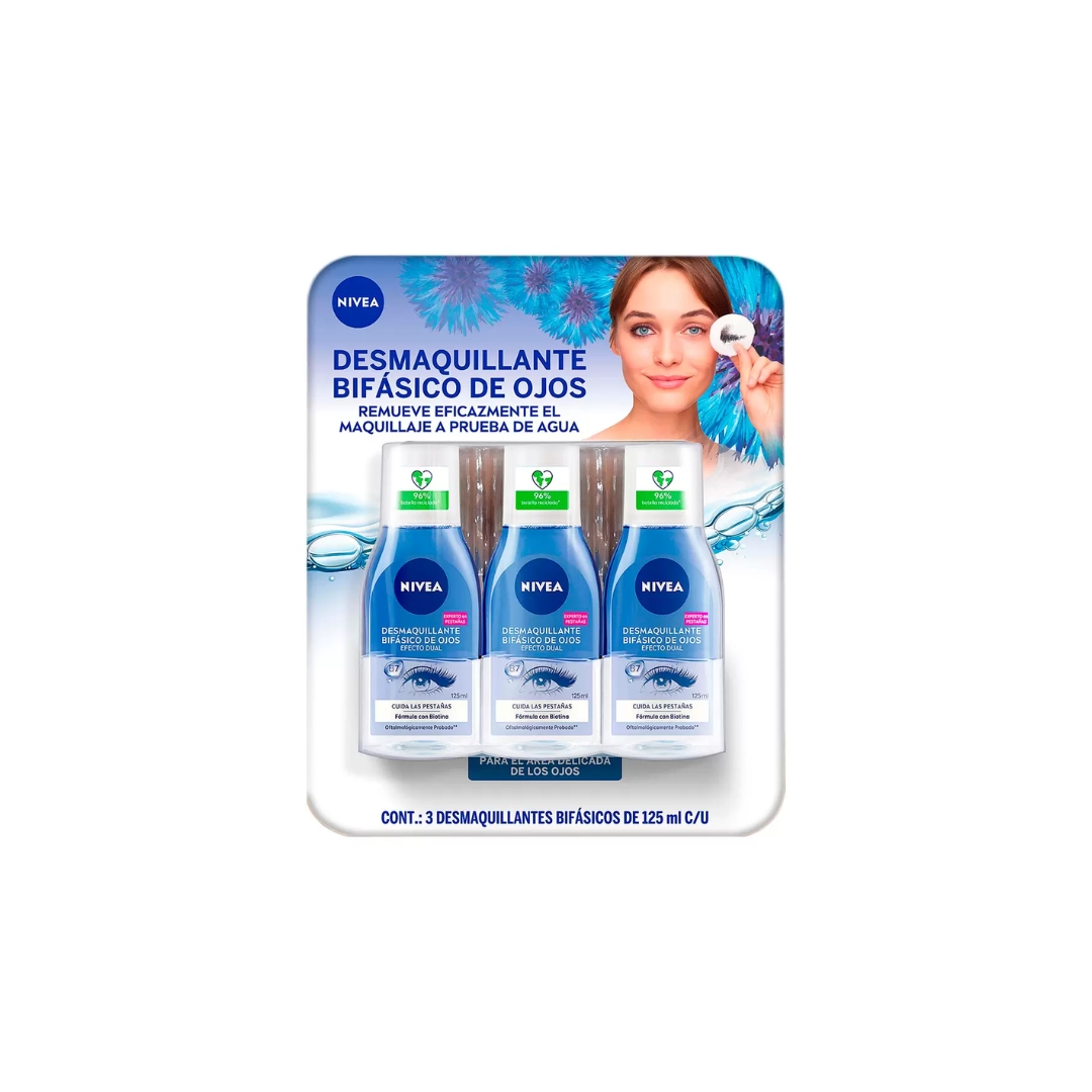 Desmaquillante Nivea Bifásico 125ml. 3 Piezas - Azul