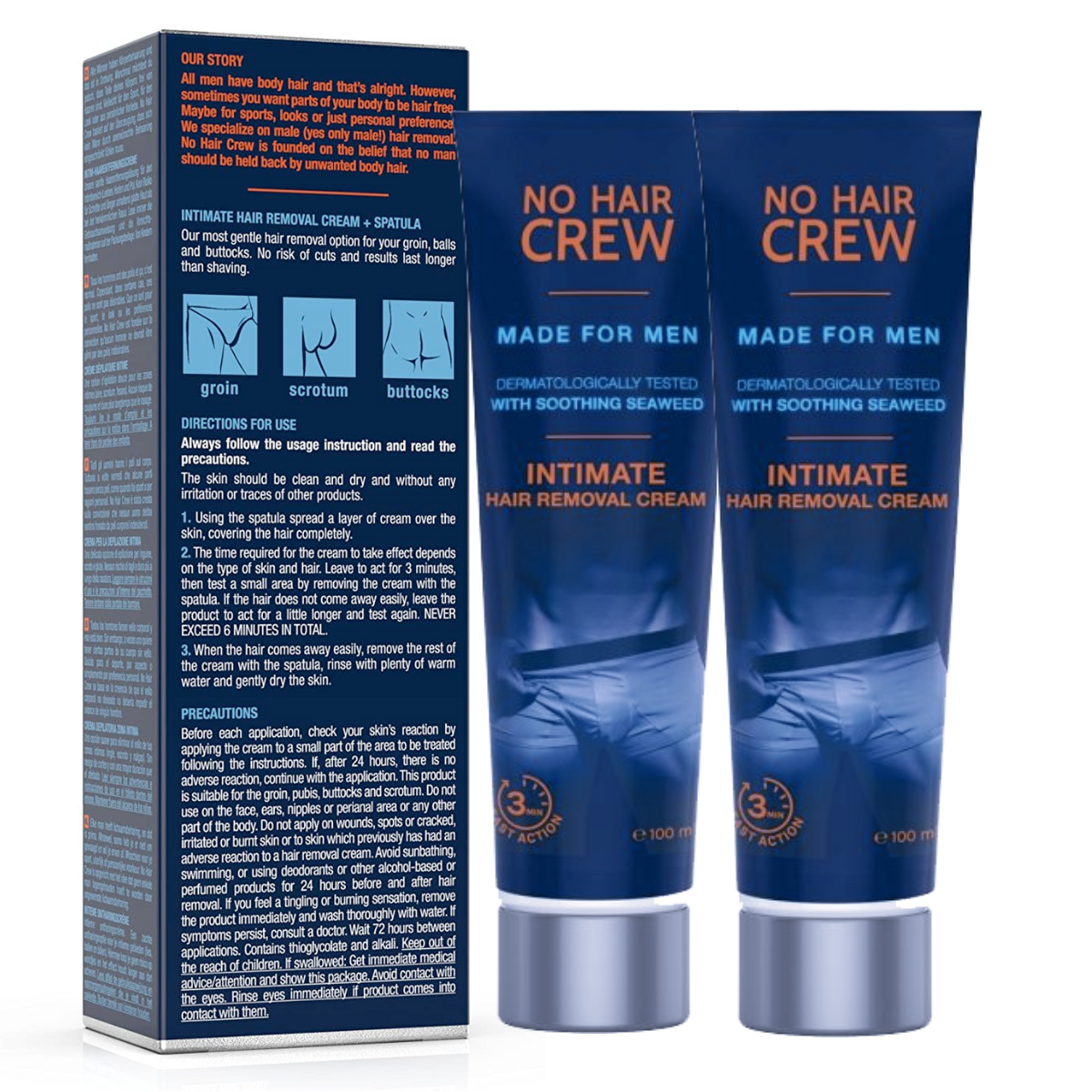 NO HAIR CREW Intimate Cremas Depilatorias íntimas Duo Pack para hombre 200ml