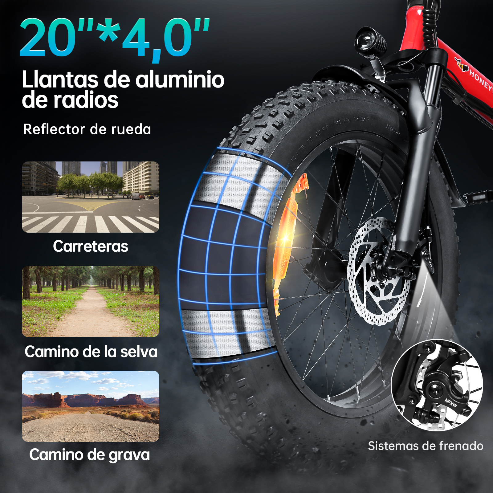 Bicicleta Eléctrica Plegable Honey Whale F6 Rojo