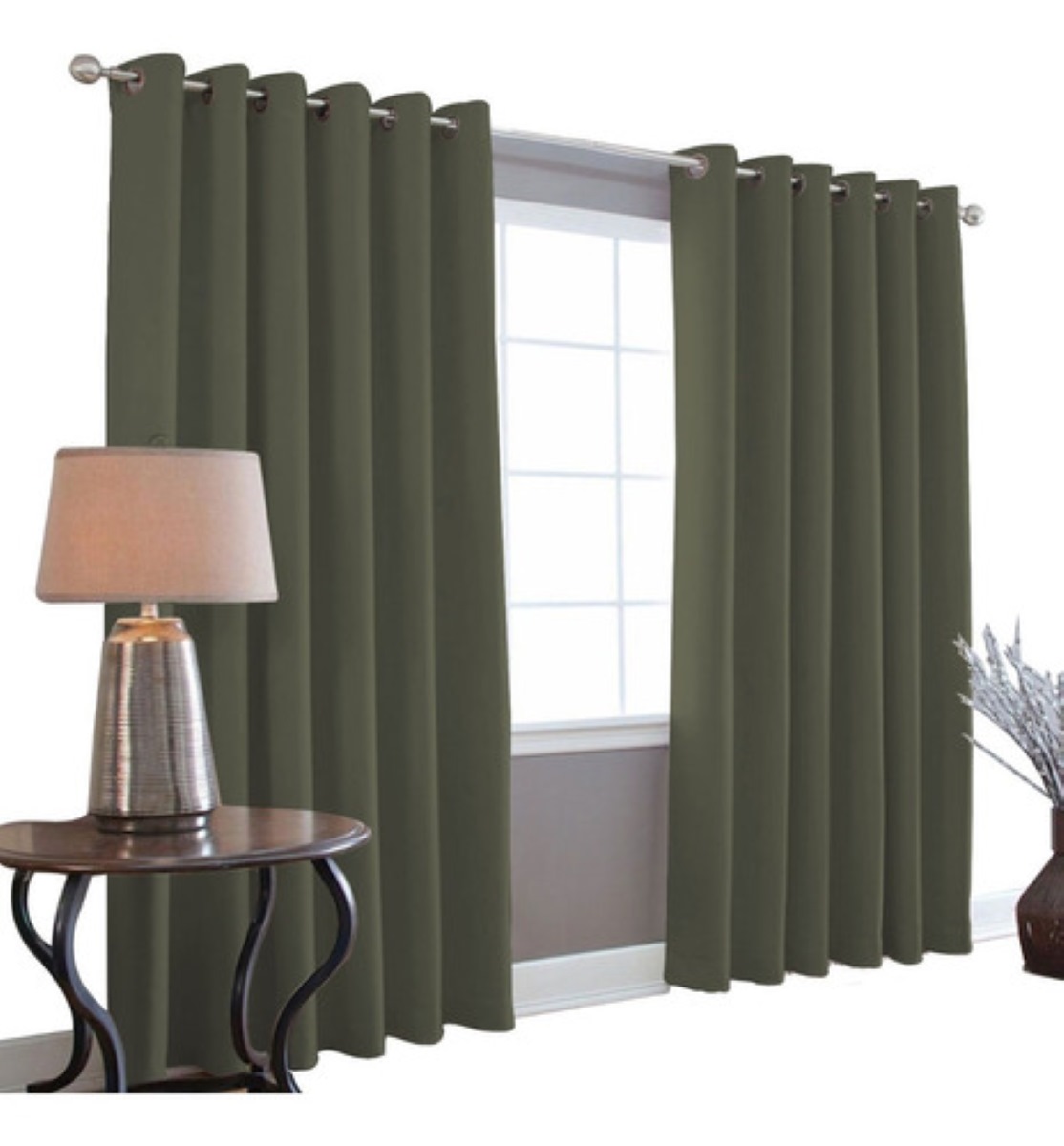 Cortinas Blackout 275cm Ancho X 215cm De Largo En 2 Paneles Verde Militar