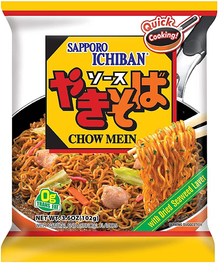 Sopa instantanea Yakisoba Pasta Sapporo Ichiban Chow Mein Instantaneo De 102 G. ( 3 Bolsas )
