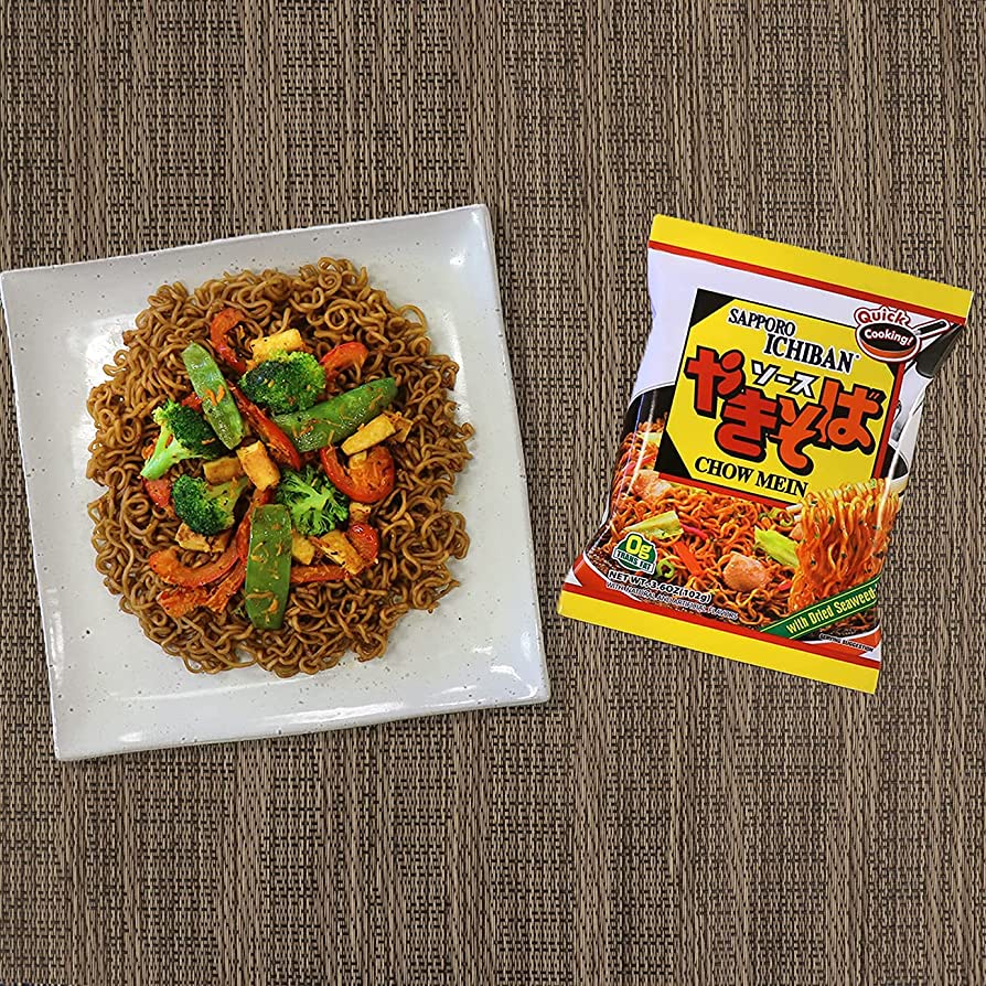Sopa instantanea Yakisoba Pasta Sapporo Ichiban Chow Mein Instantaneo De 102 G. ( 3 Bolsas )