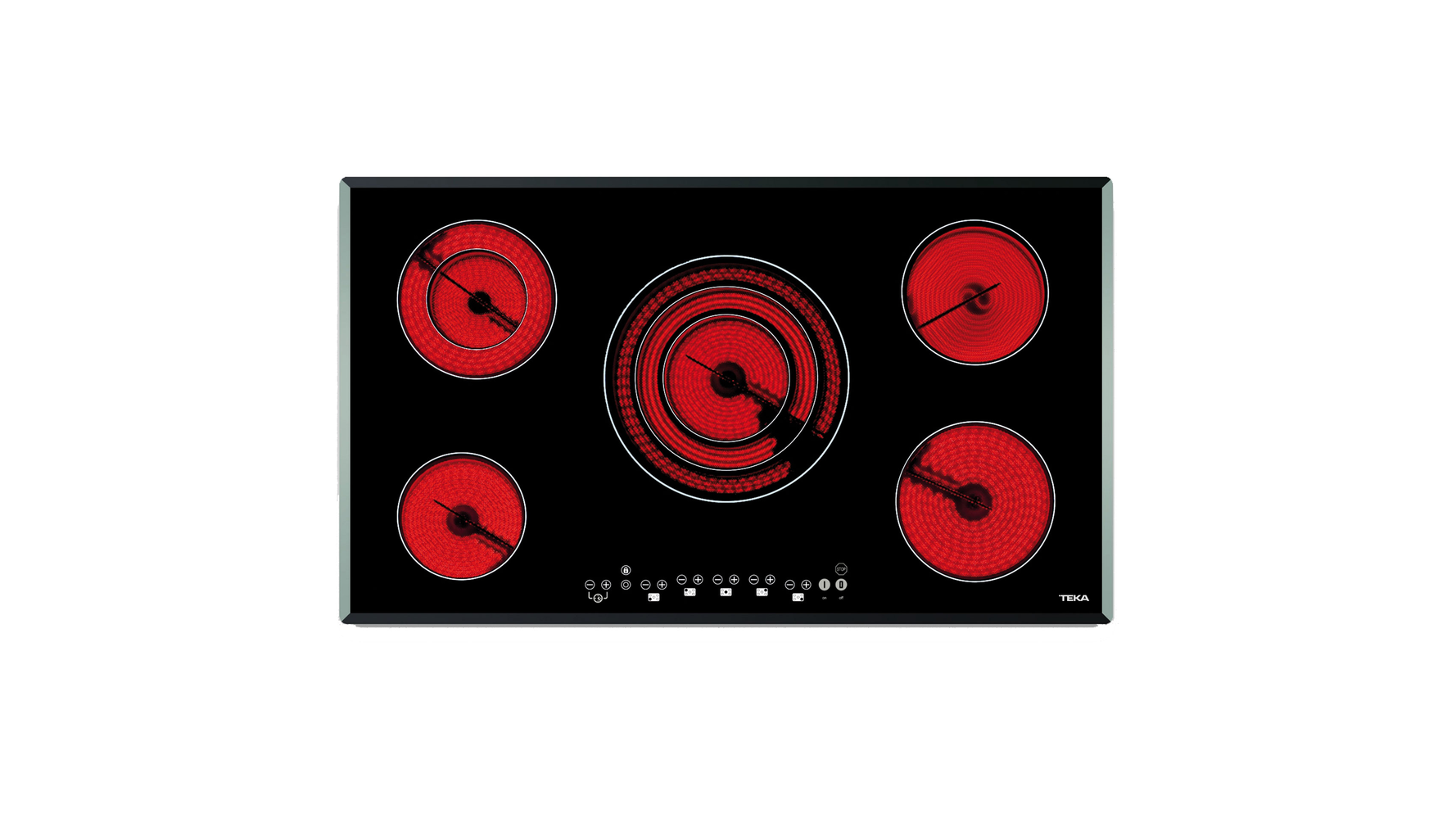 Parrilla Vitrocerámica  Eléctrica de Empotre Teka TR 951 de 90 cm y 5 Quemadores.