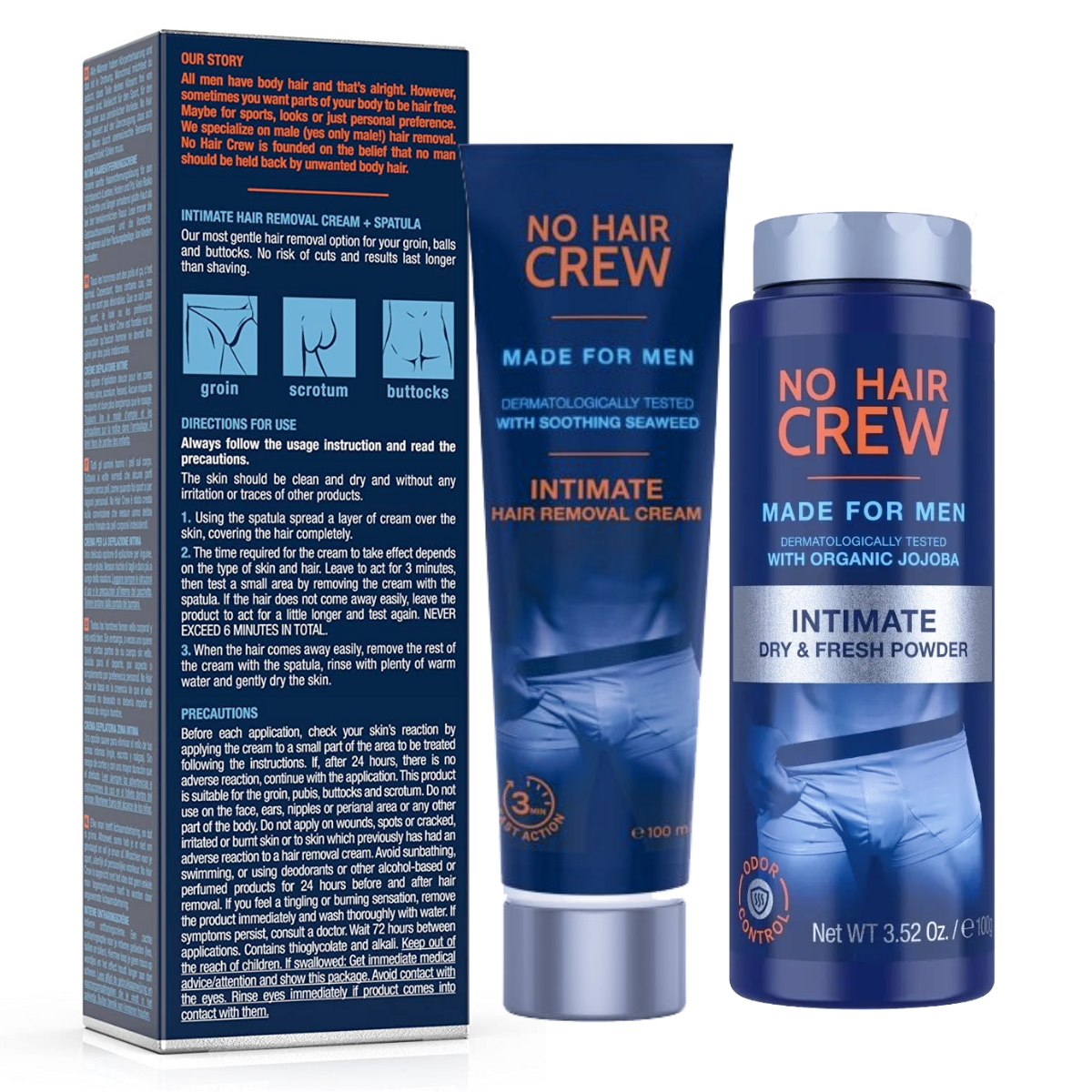 NO HAIR CREW Super DUO crema Depilatoria íntima + polvo Dry&fresh 100ml+100grs