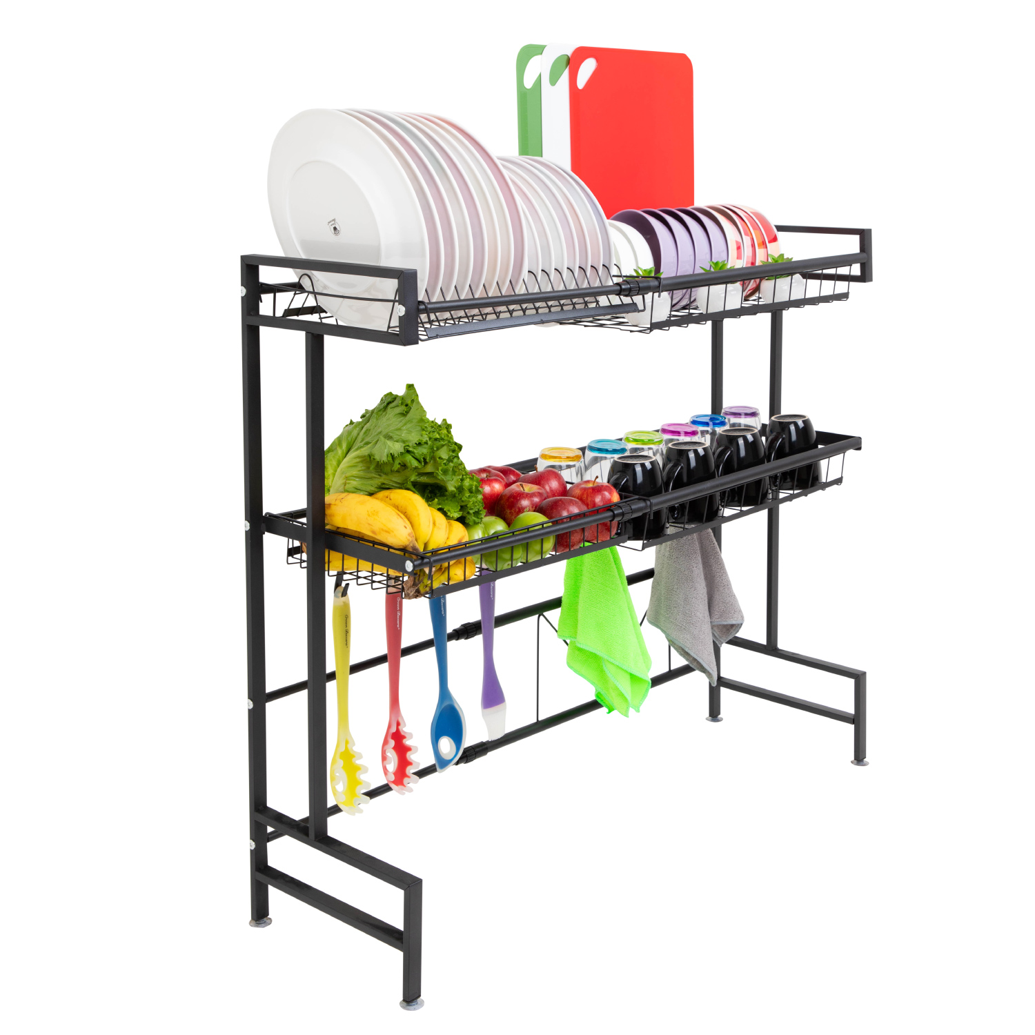 Escurridor De Platos 2 Pisos Acero Inoxidable Para Fregadero 