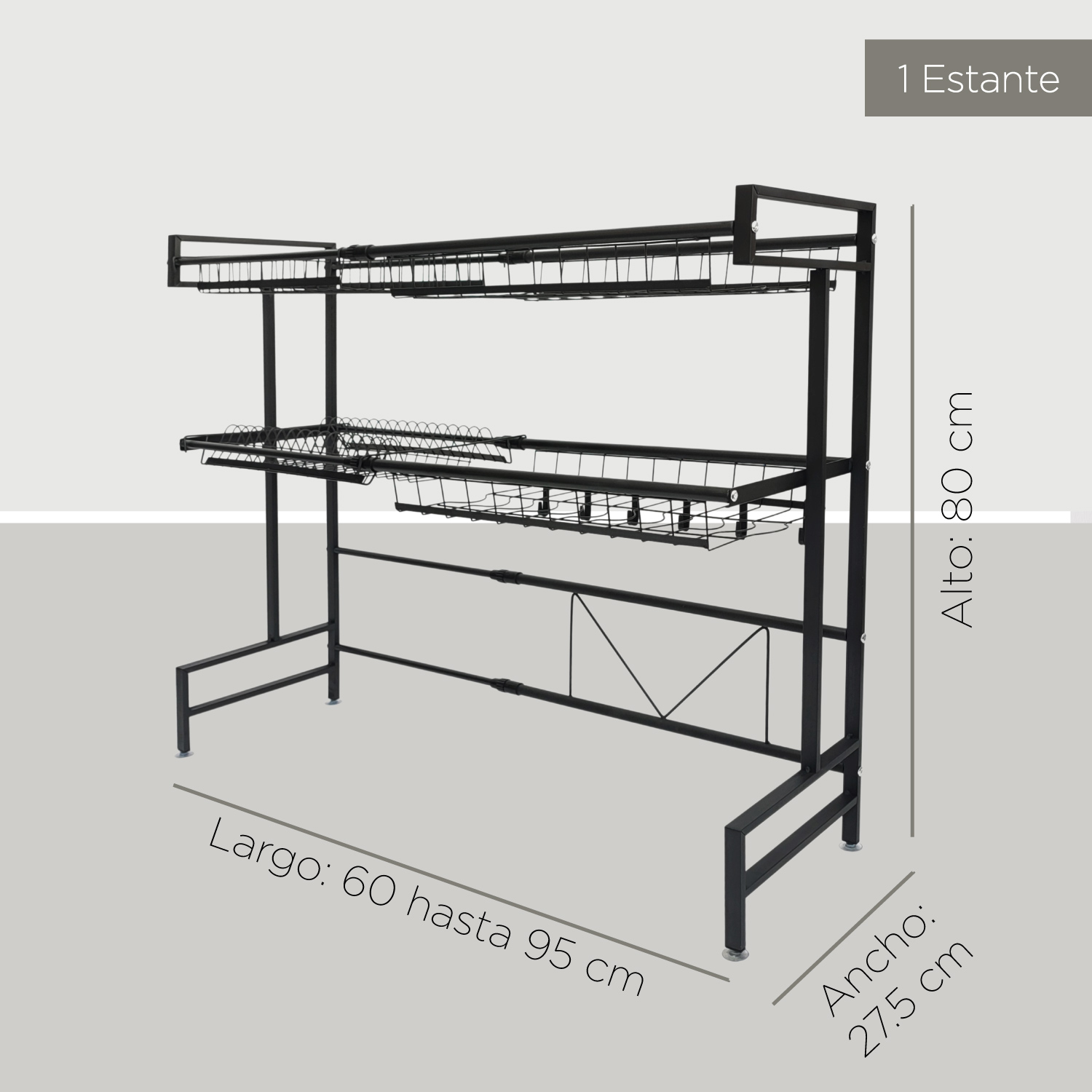 Escurridor De Platos 2 Pisos Acero Inoxidable Para Fregadero 