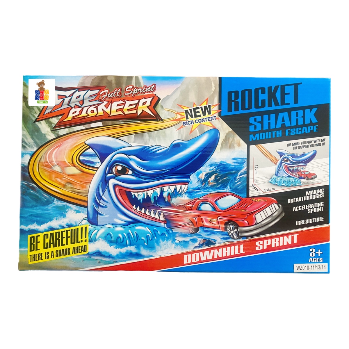 Pista Lanza Carro Autos Obstáculos Tiburón Juguete