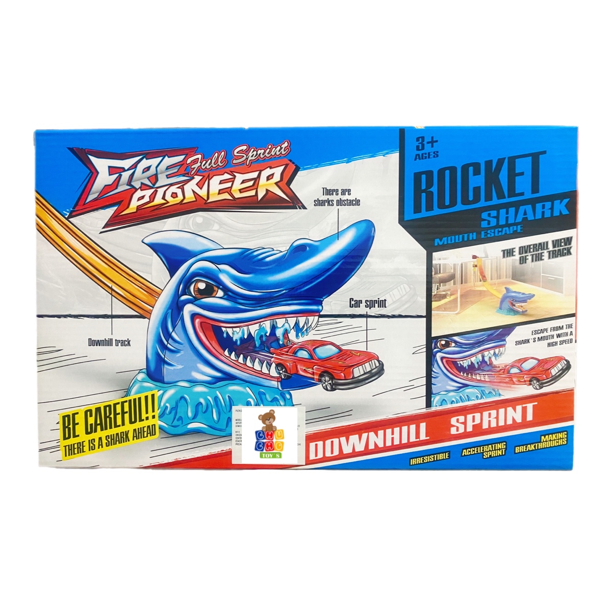 Pista Lanza Carro Autos Obstáculos Tiburón Juguete